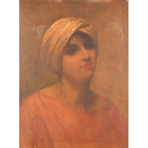 108 - Henri-Charles Daudin (1864-1917) French. Head of a Turbaned Lady, Oil on panel, Signed, 13.75