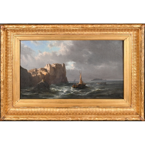 141 - Henri Mosny (19th Century) French. Fishing Boats Heading to Sea, Oil on canvas, Signed and dated 188... 