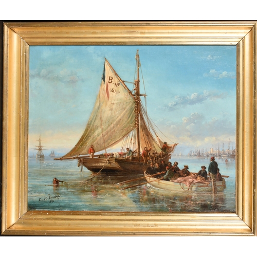 142 - Eugene Le Tendre (1830-1884) French. Heading to Sea, Oil on canvas, Signed and dated 1880, 25.5