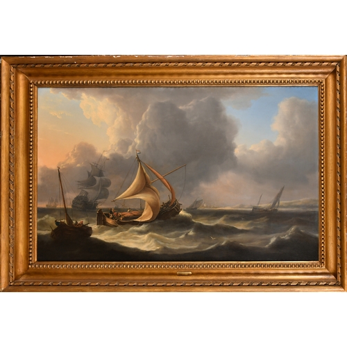 148 - Attributed to Hendrik Rietschoof (1678-1746) Dutch. A Shipping Scene in Heavy Waters, Oil on panel, ... 