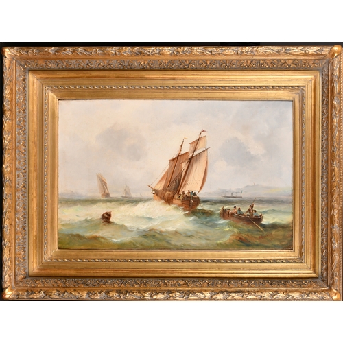 150 - A Budin (19th Century) French. Shipping in Heavy Waters, Oil on canvas, Signed, 15.75