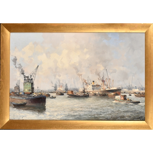 152 - Marinus Johannes De Jongere (1912-1978) Dutch. A Harbour Scene, Oil on canvas, Signed, 23.75