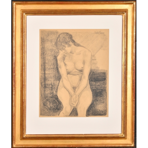 197 - Emile Fabry (1865-1966) Belgian. Study of a Seated Nude, Charcoal, Signed in pencil, 15.5