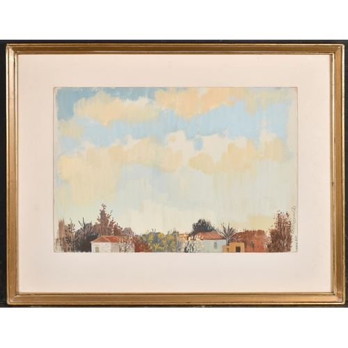 206 - Agenor Asteriadis (1898-1977) Greek. A Sky Study above Roof Tops, Watercolour, Signed and numbered, ... 