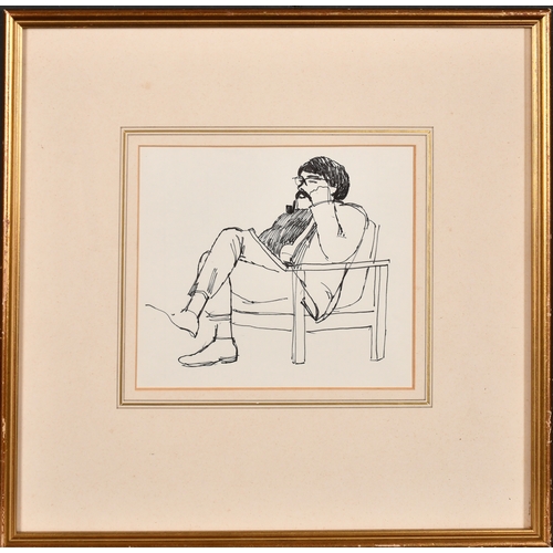 210 - Alberto Morrocco (1917-1998) British. Study of a Seated Man, Ink, Inscribed on label verso, 5.75