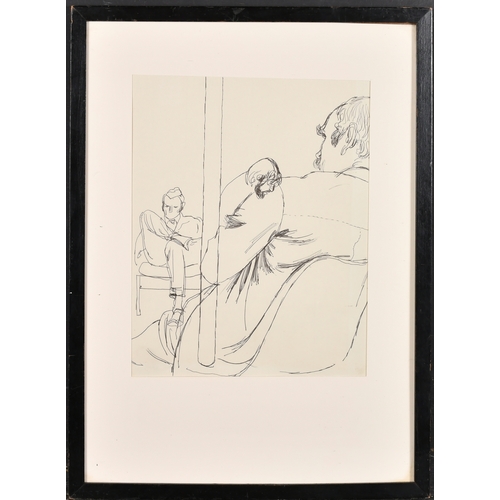 210 - Alberto Morrocco (1917-1998) British. Study of a Seated Man, Ink, Inscribed on label verso, 5.75