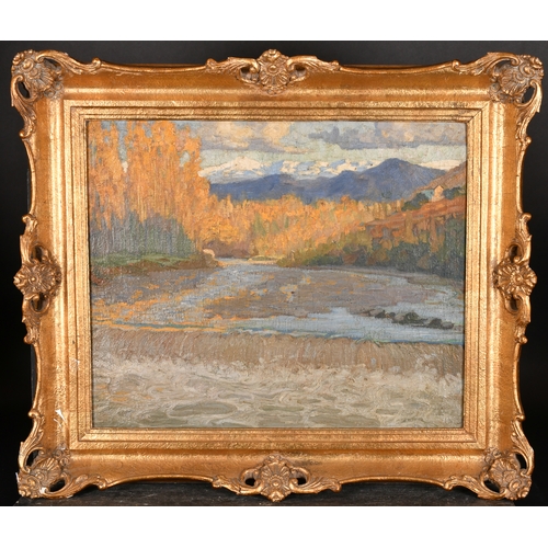 228 - 20th Century European School. 'Granada', Mountainous River Landscape, Oil on canvas, 19