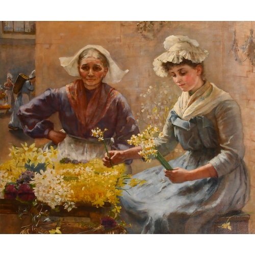 231 - Ida R Tayler (19th-20th Century) British. The Flower Sellers, Oil on canvas, Signed, 34