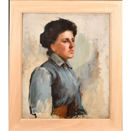 237 - Early 20th Century English School. Bust Portrait of a Lady, Oil sketch on canvas, 24