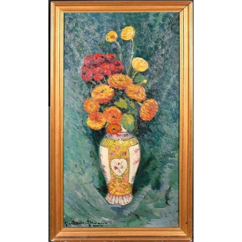 243 - Alexandre Altmann (1878-1932) Ukrainian. Still Life of Flowers in a Vase, Oil on canvas, Signed, and... 