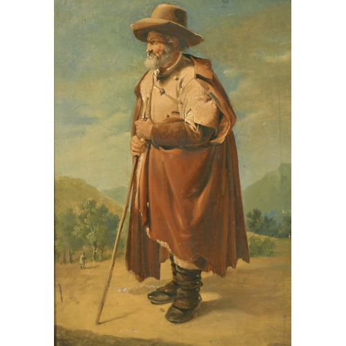 30 - 19th Century Italian School. A Farmworker at Rest, Oil on canvas, 11.25