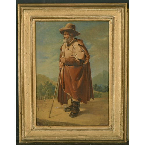 30 - 19th Century Italian School. A Farmworker at Rest, Oil on canvas, 11.25