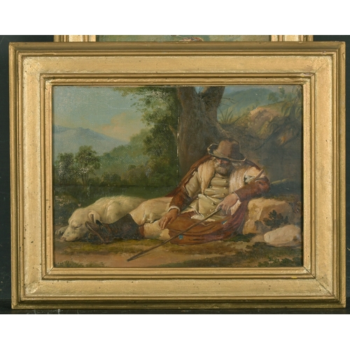 30 - 19th Century Italian School. A Farmworker at Rest, Oil on canvas, 11.25