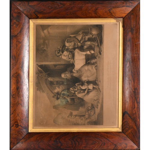 444 - 19th Century English School. A Darkwood Frame, with a gilt slip and inset print and glass, rebate 18... 