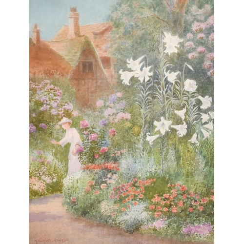 49 - Arthur Wilkinson (c.1860-1930) British. Picking Flowers, Watercolour, Signed, 11.25