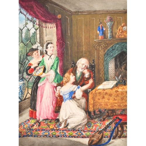 55 - 19th Century English School. 'Beauty and The Beast', Watercolour, Contained in an album, 8.5