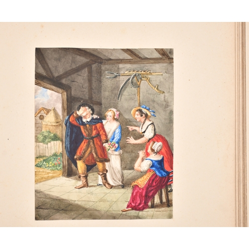 55 - 19th Century English School. 'Beauty and The Beast', Watercolour, Contained in an album, 8.5