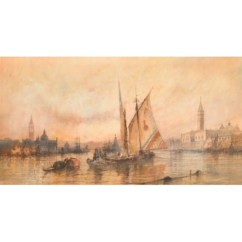 63 - Paul Marny (1829-1914) British. Dusk on The Lagoon, Venice, Watercolour, Signed, 19.5