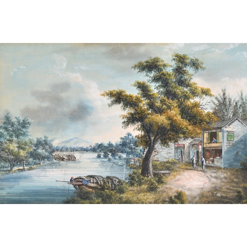 71 - 19th Century Chinese School. A Set of Four Chinese River Landscapes, Gouache, Unframed 5