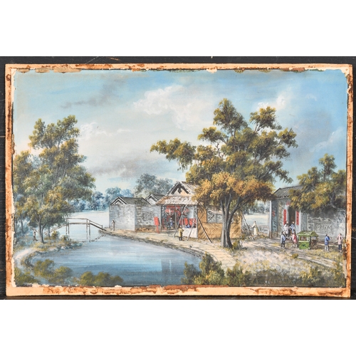 71 - 19th Century Chinese School. A Set of Four Chinese River Landscapes, Gouache, Unframed 5