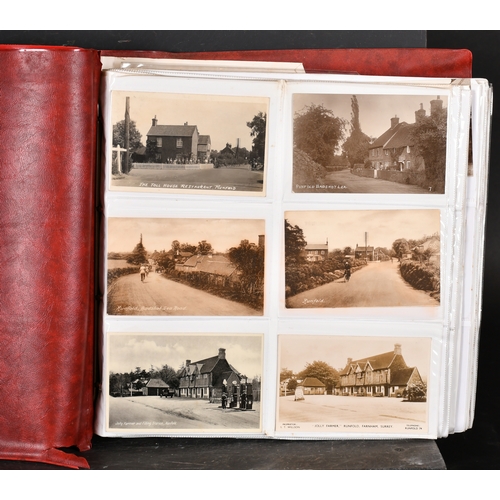 75 - A large album of early 20th century postcards relating to Runfold, Tongham, Heath End, Hale, Crondal... 