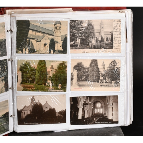 75 - A large album of early 20th century postcards relating to Runfold, Tongham, Heath End, Hale, Crondal... 