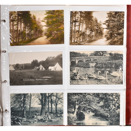 77 - Three large Albums of early 20th century postcards relating to Frensham, Waverley Abbey, Bucks Horn ... 