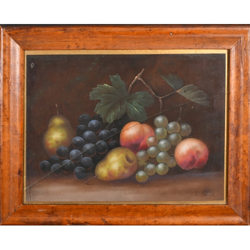 86 - Edwin Steele (1839-1919) British. Still Life of Fruit, Oil on board, Signed, in a maple frame, 11.25... 