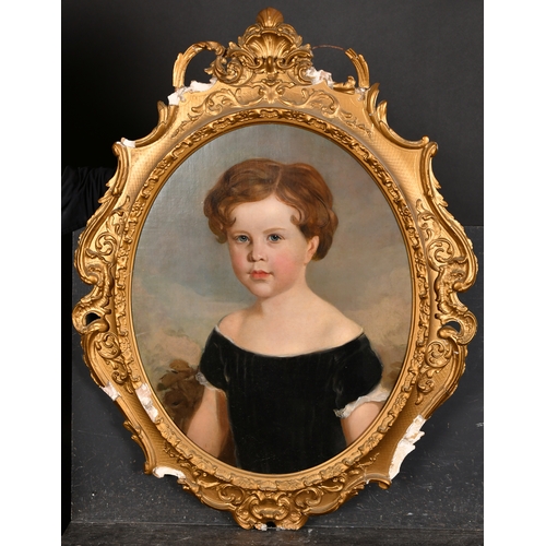 89 - 19th Century English School. Bust Portrait of a Young Girl, Oil on canvas, Oval, 21.5