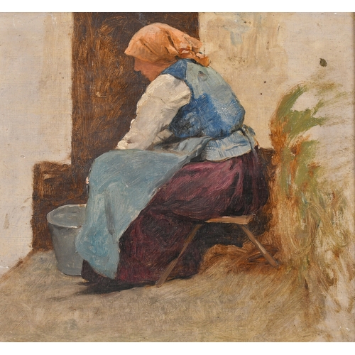 92 - 19th Century French School. A Washerwoman, Oil on panel, 9