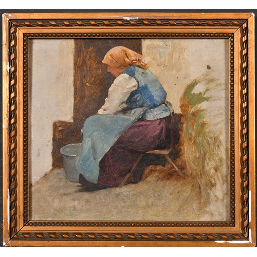 92 - 19th Century French School. A Washerwoman, Oil on panel, 9