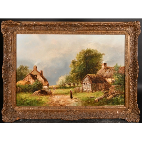 115 - Joseph Thors (1835-1884) British. A Farm Scene with Figures, Oil on canvas, Signed, 16