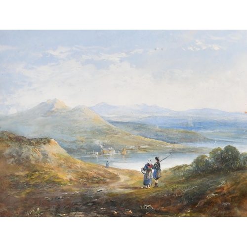 120 - Manner of Patrick Nasmyth (1787-1831) British. Figures in a Highland Scene, Oil on board, 6.25