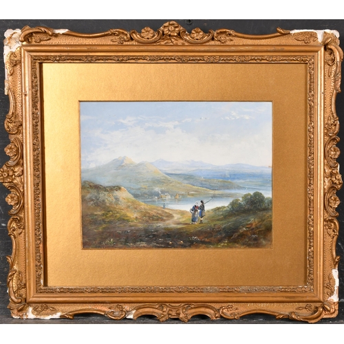 120 - Manner of Patrick Nasmyth (1787-1831) British. Figures in a Highland Scene, Oil on board, 6.25