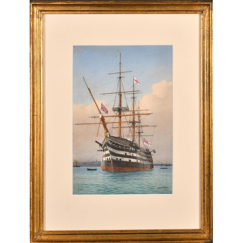 136 - William Frederick Mitchell (1845-1914) British. A Three Masted Vessel, Watercolour, Signed and numbe... 