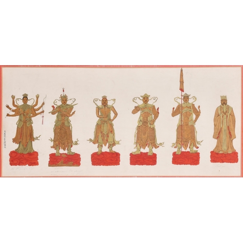 191 - Early 20th Century Chinese School. 'Chinese Deities', Gouache, Inscribed in pencil, 10.5