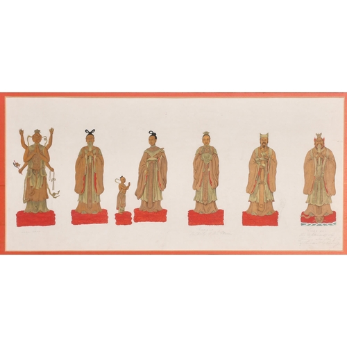 191 - Early 20th Century Chinese School. 'Chinese Deities', Gouache, Inscribed in pencil, 10.5