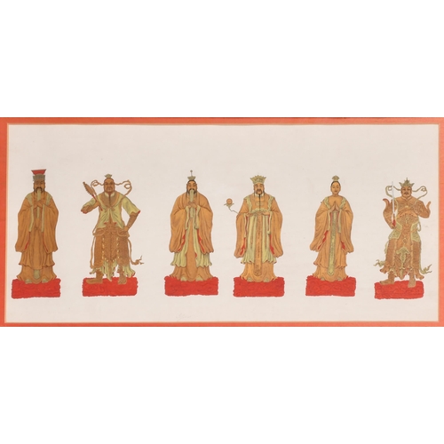 191 - Early 20th Century Chinese School. 'Chinese Deities', Gouache, Inscribed in pencil, 10.5