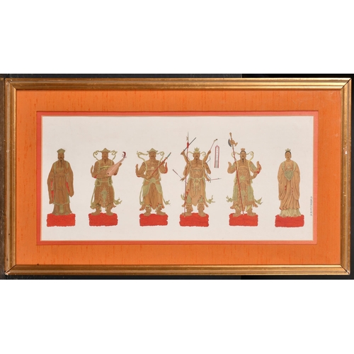 191 - Early 20th Century Chinese School. 'Chinese Deities', Gouache, Inscribed in pencil, 10.5