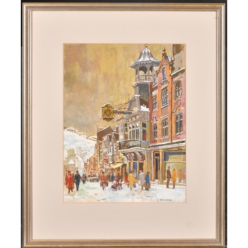 205 - Hugh Chevins (1931-2003) British. 'Guildford High Street', Gouache, Signed, 15