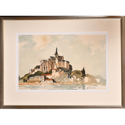 229 - Edward Wesson (1910-1983) British. 'Mont St Michel', Watercolour, Signed, 12.5