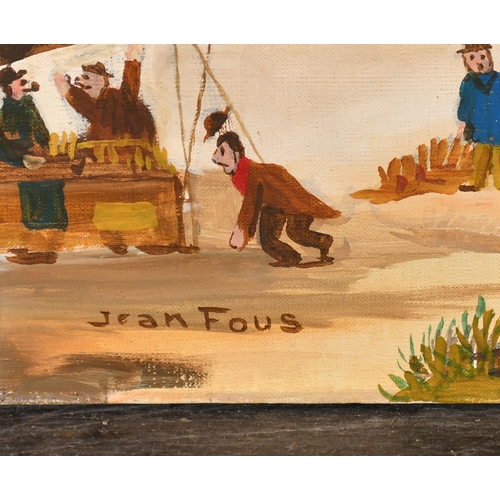 232 - Jean Fous (1901-1971) French. Figures in the Flea Market, Vanves, Oil on canvas, Signed and inscribe... 