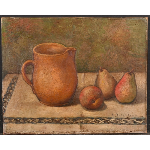 243 - Attributed to Yajuro Takashima (1890-1975) Japanese. Still Life of an Apple, Pears and a Jug on a Ta... 