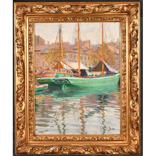 244 - Roland Strasser (1895-1974) Austrian. A Harbour Scene, Oil on panel, Signed, 15.75