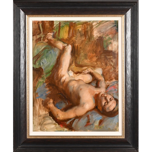 273 - Victor Hume Moody (1896-1990) British. A Reclining Male Nude, Oil on canvas, 18