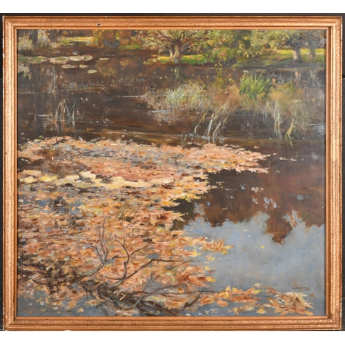 275 - George Sarson (1880-1969) British. A River Landscape, Oil on board, Signed, and inscribed verso, 22