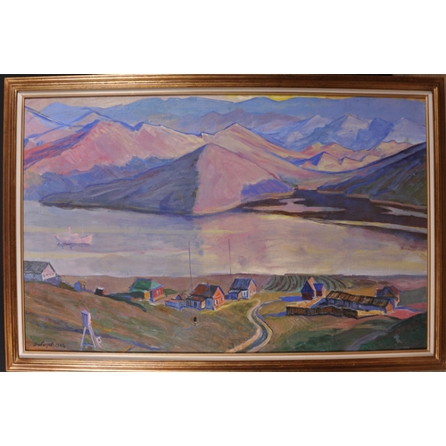 282 - Vitali Timofeevich Davidov (1923-2007) Russian. “Lake Baikal”, an extensive mountainous river landsc... 