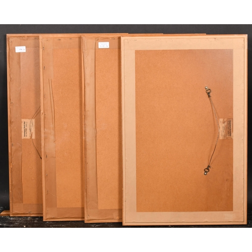 378 - Early 20th Century English School. A Set of Four Bird Eye Maple Frames, with gilt slips and inset pr... 