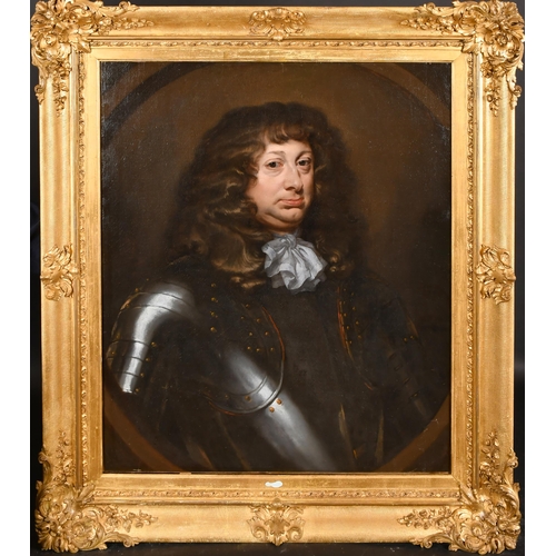 38 - Pieter Borsseler (1633-1687) Dutch. Portrait of a Man in Armour, Oil on canvas, Painted oval, 29.5