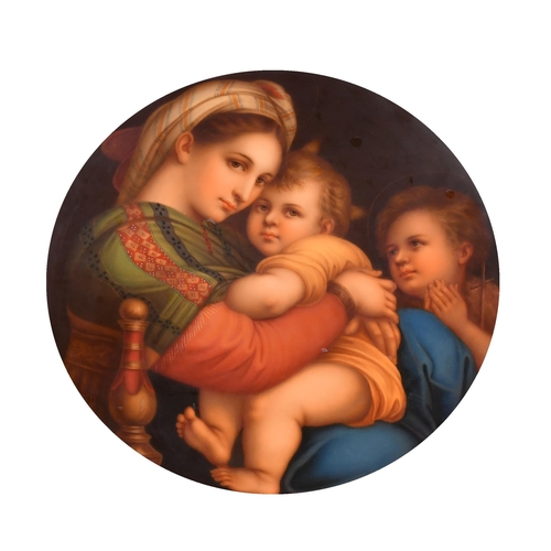 39 - After Raphael (1483-1520) Italian. 'Madonna della Sedia', Porcelain, In a fine carved giltwood Flore... 